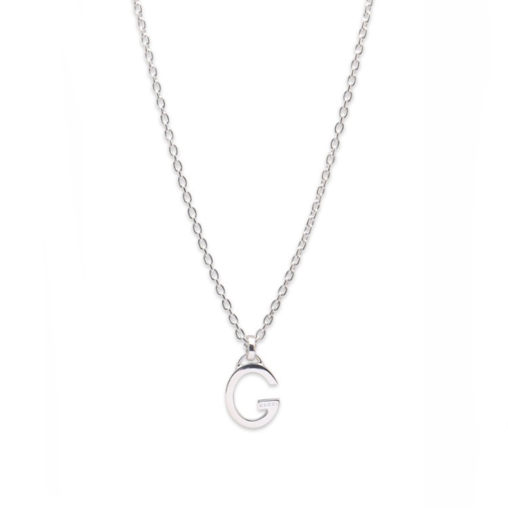 Gucci Charlotte G Letter Sterling Silver “G” Pendant Necklace Italy New Box $700